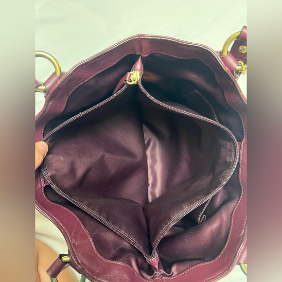 Coach Campbell Belle Bordeaux Burgundy Leather Shoulder Bag Gold Hardware - Picture 12 of 15